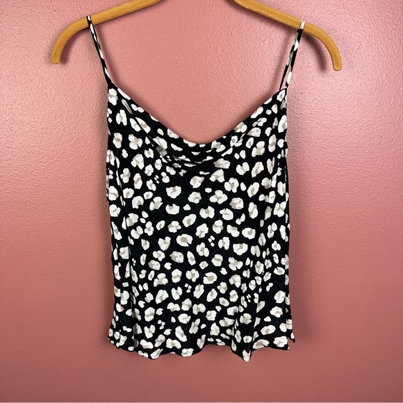 Intimately Free People size medium black & white leopard print drape neck shell - Picture 1 of 7